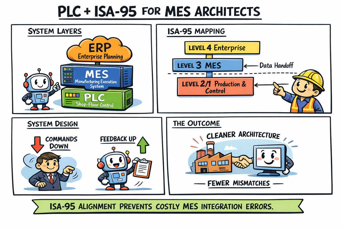 PLC and ISA-95 system architecture for MES integration boundaries