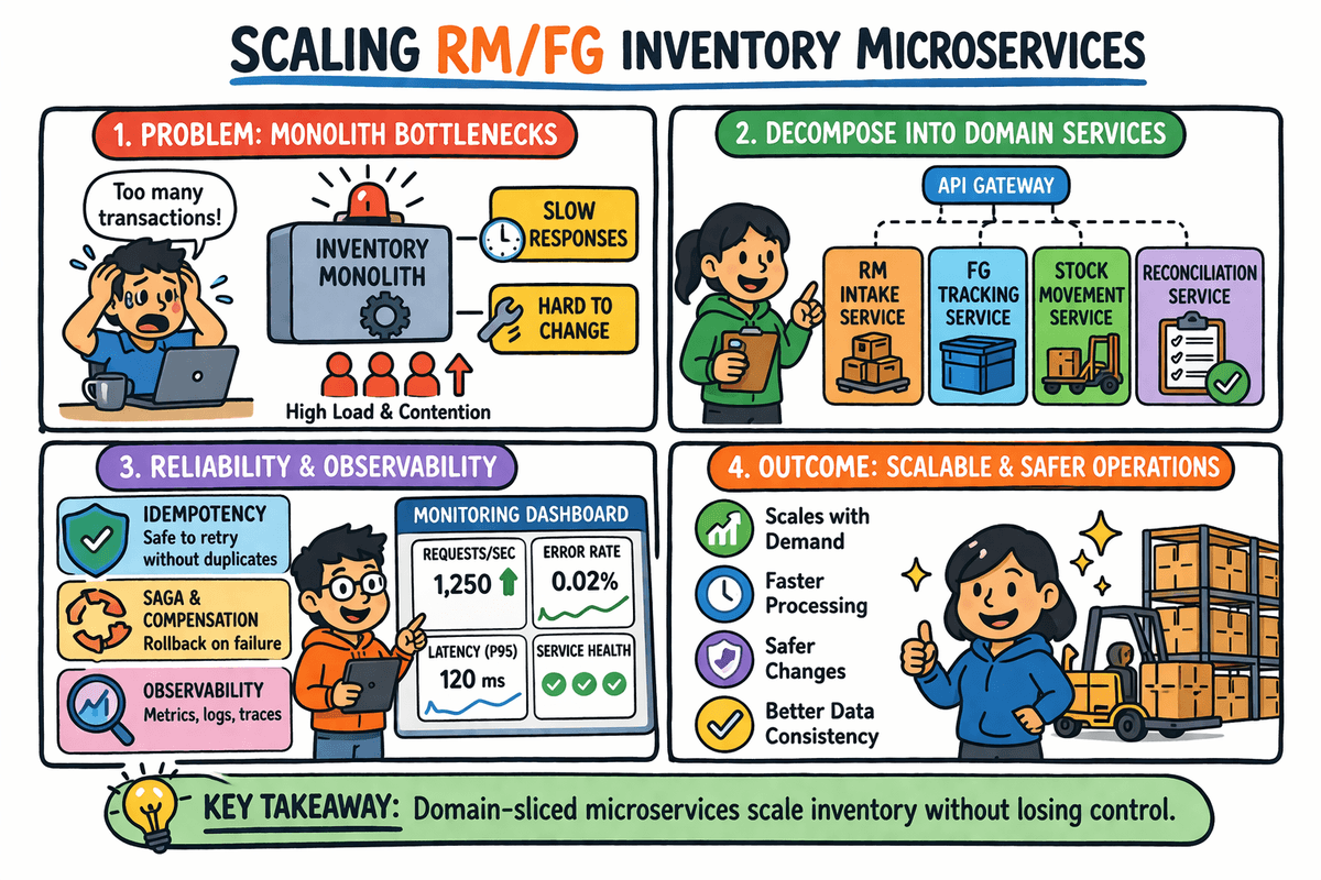 Scaling inventory with microservices for RM and FG operations