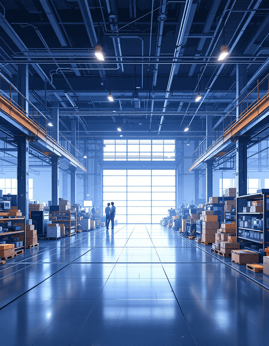 Factory floor with high-bay warehouse and industrial operations infrastructure