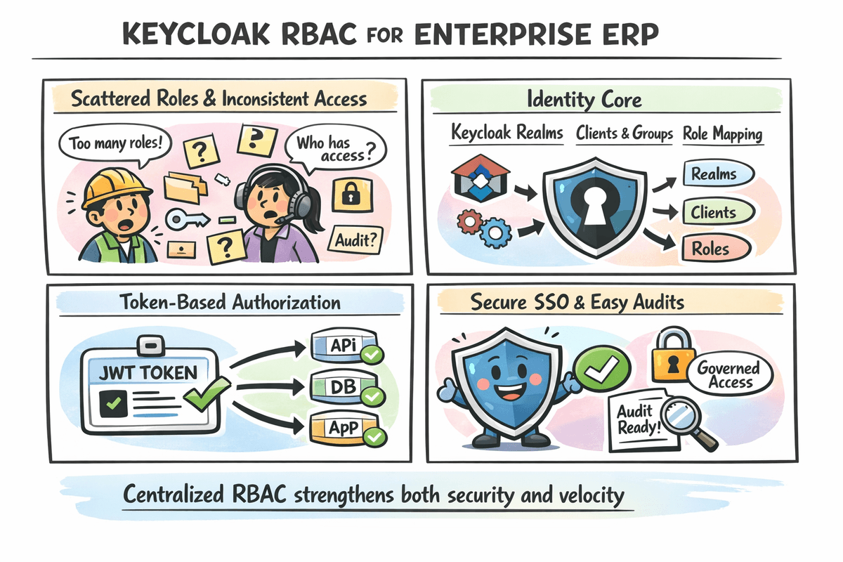 Keycloak RBAC for enterprise ERP: centralized roles, controls, and governance