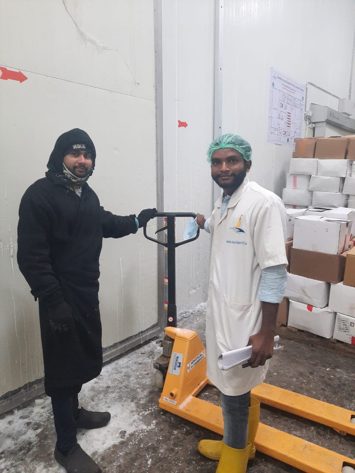 Team-level operations snapshot from Sandhya Aqua cold storage during process walkthrough
